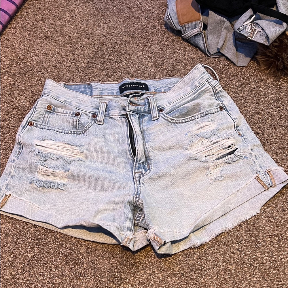 Aeropostale Light Blue Distressed Jean Shorts